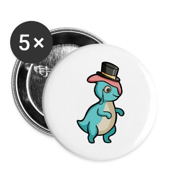 hugadino Parasaurolophus dino, cute dinosaur - Buttons large 2.2''/56 mm (5-pack) - white - Front