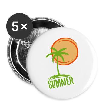 Urlaub und Sommer im Paradies - Buttons groß 56 mm (5er Pack) - Weiß - Vorne