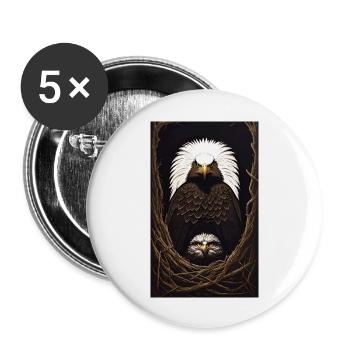 Aigle | Oiseaux | Liberté | Animaux - Lot de 5 grands badges (56 mm) - blanc - Devant