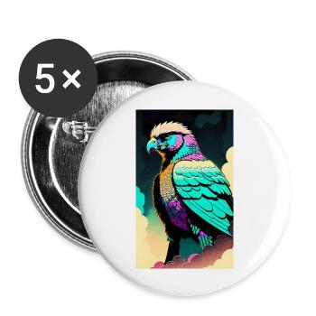 Aigle | Oiseaux | Liberté | Animaux - Lot de 5 grands badges (56 mm) - blanc - Devant