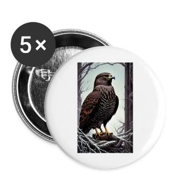 Aigle | Oiseaux | Liberté | Animaux - Lot de 5 grands badges (56 mm) - blanc - Devant