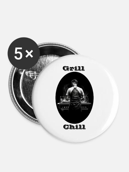 Grill Chill - Buttons groß 56 mm (5er Pack) - Weiß