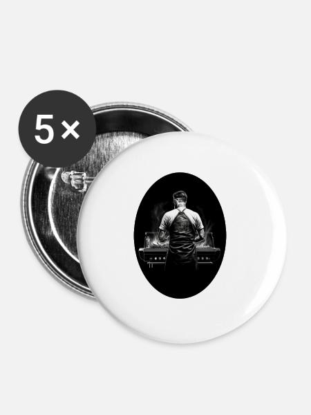Born to Grill weiß - Buttons groß 56 mm (5er Pack) - Weiß