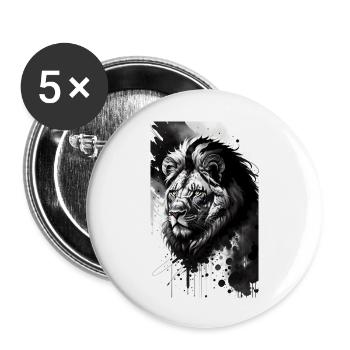 Lion | Animal | Prédateur | Rugissement | Roi | Afrique - Lot de 5 grands badges (56 mm) - blanc - Devant