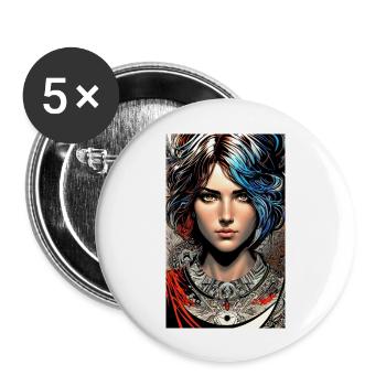 Woman | Face | Girls | Anime | mystical - Buttons large 2.2''/56 mm (5-pack) - white - Front