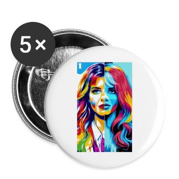 Woman | Face | Girls | Anime - Buttons large 2.2''/56 mm (5-pack) - white - Front