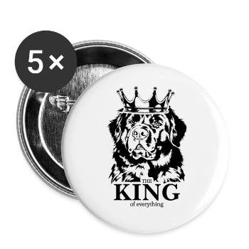 Terre-Neuve Roi de tout ce qui dit chiens - Lot de 5 grands badges (56 mm) - blanc - Devant