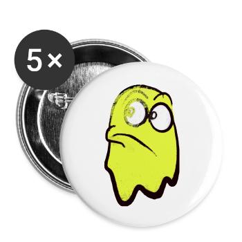 Lustig grimmig blickender Geist in Gelb - Buttons groß 56 mm (5er Pack) - Weiß - Vorne