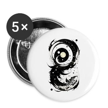 carpe koi - Lot de 5 grands badges (56 mm) - blanc - Devant