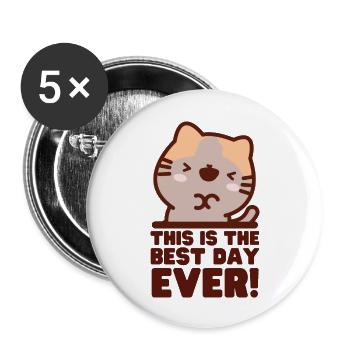 This is The Best Day Ever Cute Kawaii Cat - Buttons large 2.2''/56 mm (5-pack) - white - Front