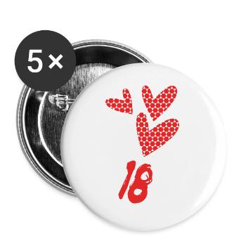 18. 18 JAHRE ALT. 18-JÄHRIGES JUBILÄUM. GEBURTSTAG 18 JAHRE. - Buttons groß 56 mm (5er Pack) - Weiß - Vorne