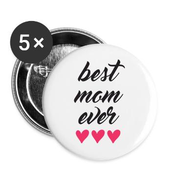 Beste Mutter aller Zeiten - Buttons groß 56 mm (5er Pack) - Weiß - Vorne