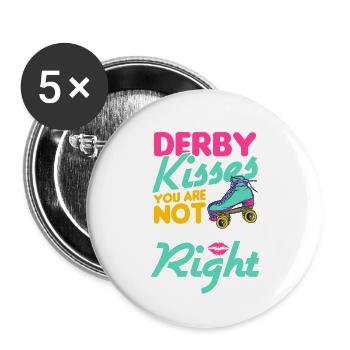 Rollschuh Design - Buttons groß 56 mm (5er Pack) - Weiß - Vorne