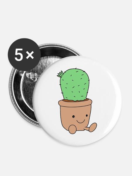 Süßer Kaktus - Buttons groß 56 mm (5er Pack) - Weiß