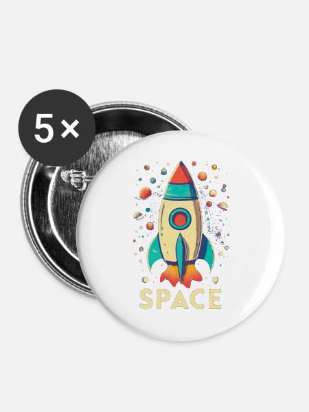 Rackete - Buttons groß 56 mm (5er Pack) - Weiß