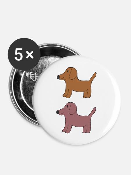 dackel freunde - Buttons groß 56 mm (5er Pack) - Weiß