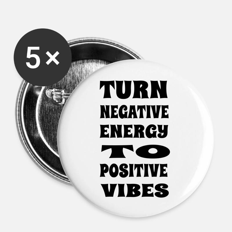 Turn NegativeTo Positive Vibes - Buttons large 2.2''/56 mm (5-pack) - white