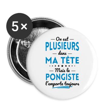 Plusieurs dans tête le Pongiste l'emporte toujours - Lot de 5 grands badges (56 mm) - blanc - Devant