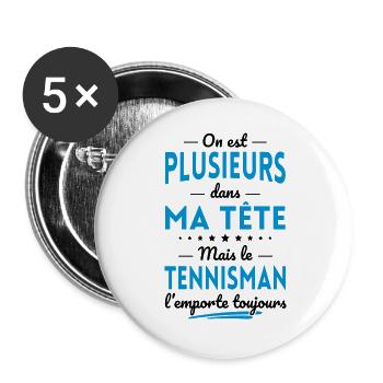 Plusieurs dans tête le Tennisman l'emporte - Lot de 5 grands badges (56 mm) - blanc - Devant