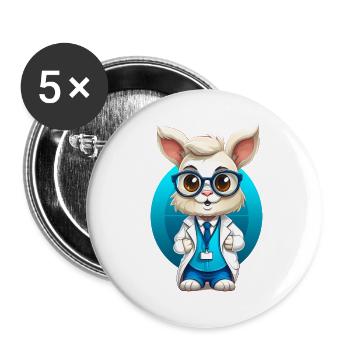 Veterinarian Rabbit - Buttons large 2.2''/56 mm (5-pack) - white - Front