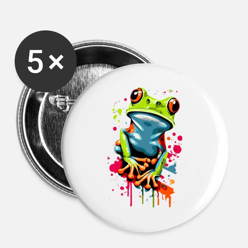 Frog - Tree Frog - Frog Prince - Croaker - Buttons large 2.2''/56 mm (5-pack) - white