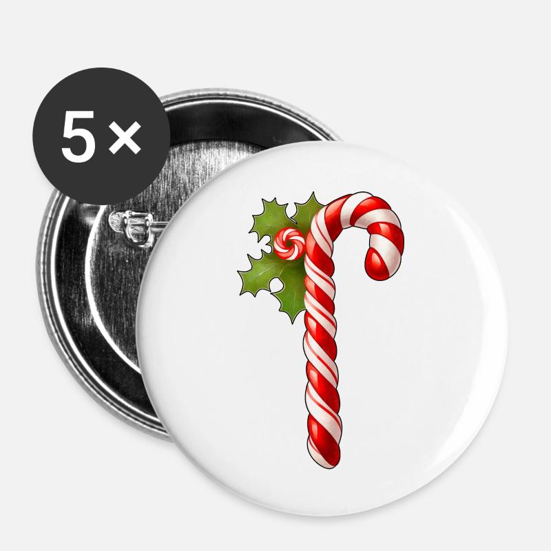 Candy cane - Buttons large 2.2''/56 mm (5-pack) - white