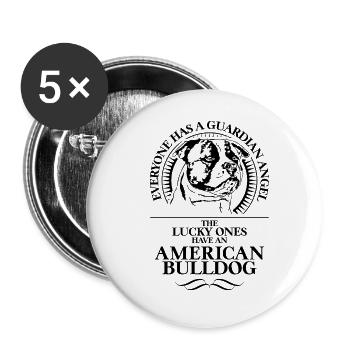 American Bulldog Guardian Angel Hunde Wilsigns - Buttons groß 56 mm (5er Pack) - Weiß - Vorne