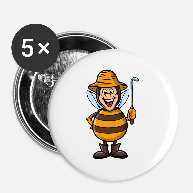 funny beekeeper as bee - Buttons large 2.2''/56 mm (5-pack) - white