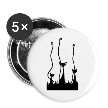 Les trois chats noirs - Lot de 5 grands badges (56 mm) - blanc - Devant