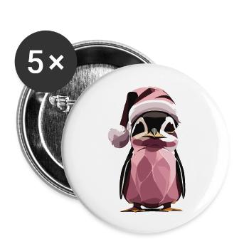 Pingouin de Noël - Lot de 5 grands badges (56 mm) - blanc - Devant