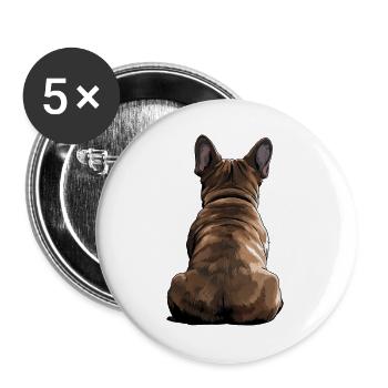 French Bulldog - Buttons large 2.2''/56 mm (5-pack) - white - Front
