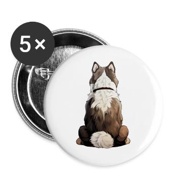 Siberian Husky - Buttons large 2.2''/56 mm (5-pack) - white - Front