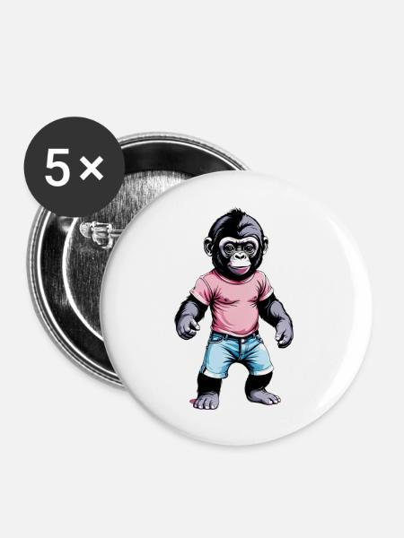 Gorilla Boxer Boxen - Buttons groß 56 mm (5er Pack) - Weiß