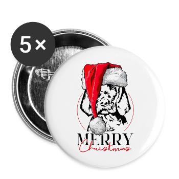 Santa Wirehaired Vizsla Merry Christmas Wilsigns - Buttons large 2.2''/56 mm (5-pack) - white - Front