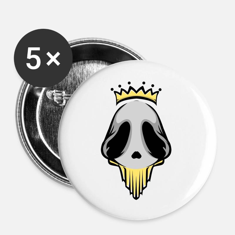 Alien King Logo - Buttons large 2.2''/56 mm (5-pack) - white
