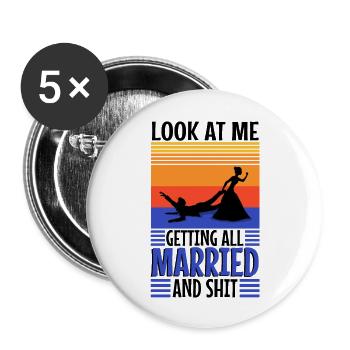 Regardez-moi me marier et merde - Lot de 5 grands badges (56 mm) - blanc - Devant