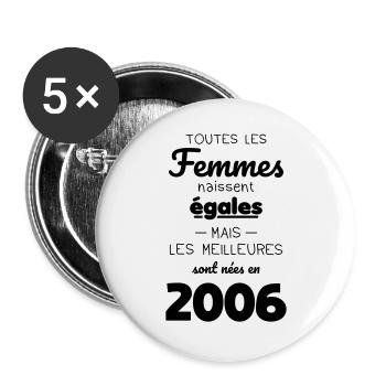Anniversaire 18 ans - Meilleures sont nées en 2006 - Lot de 5 grands badges (56 mm) - blanc - Devant