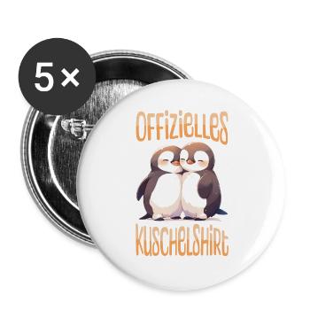 Offizielles Kuschelshirt Pinguine Liebe Herz Süß - Buttons groß 56 mm (5er Pack) - Weiß - Vorne