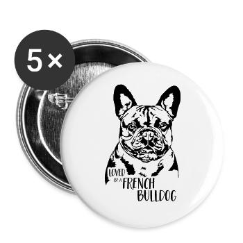Aimé par un chien bouledogue français disant Wilsigns - Lot de 5 grands badges (56 mm) - blanc - Devant