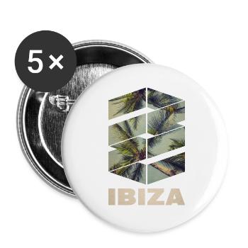 Ibiza Sommer Sonne Strand Meer Palmen Party - Buttons groß 56 mm (5er Pack) - Weiß - Vorne