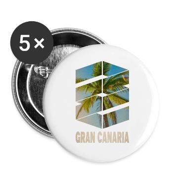 Gran Canaria Palm Trees Summer Sun Beach Sea - Buttons large 2.2''/56 mm (5-pack) - white - Front
