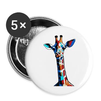 Girafe Graffiti colorée - Lot de 5 grands badges (56 mm) - blanc - Devant