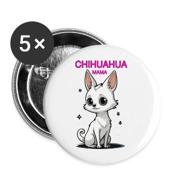 CHIHUAHUA MAMA - Buttons groß 56 mm (5er Pack) - Weiß - Vorne