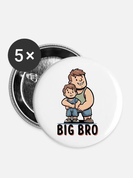GROSSER BRO - Buttons groß 56 mm (5er Pack) - Weiß