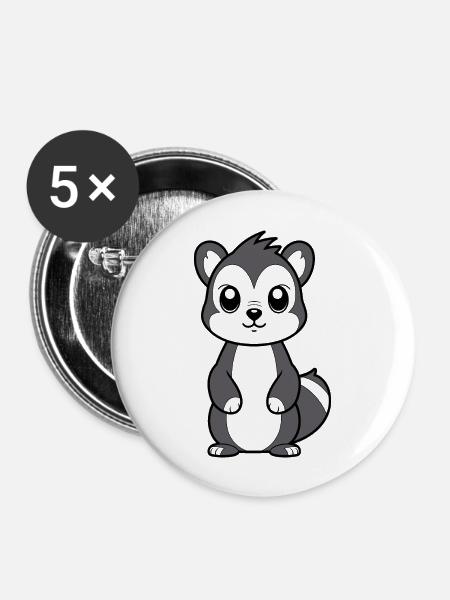 Stinktier - Buttons groß 56 mm (5er Pack) - Weiß