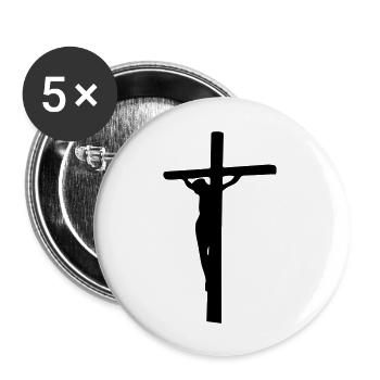 Cross Jesus - Buttons large 2.2''/56 mm (5-pack) - white - Front