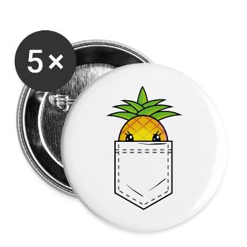 Brusttasche mit süßer Babyananas - Buttons groß 56 mm (5er Pack) - Weiß - Vorne
