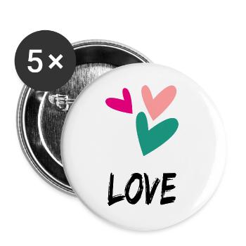 VALENTINE'S DAY. Bachelorette party. I LOVE YOU. I LOVE YOU. LOVE - Buttons large 2.2''/56 mm (5-pack) - white - Front