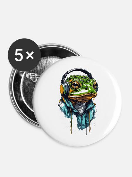Frog music - Buttons groß 56 mm (5er Pack) - Weiß