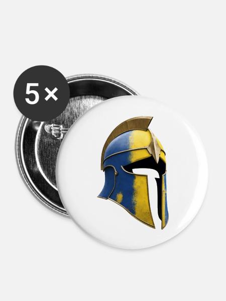 Spartanischer Helm - Buttons groß 56 mm (5er Pack) - Weiß